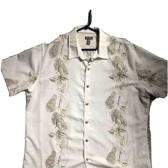 Mens Van Heusan Hawaiin Style Button Up XL (17/17 1/2) pineapples - Picture 1 of 5